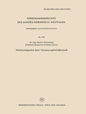 cover image of Wachstumsgesetze beim Vermessungskreiselkompaß